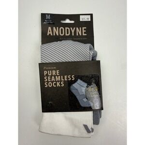 ANODYNE Seamless Quarter Socks Size M Grey White for Diabetes or Sensitive‎ Feet